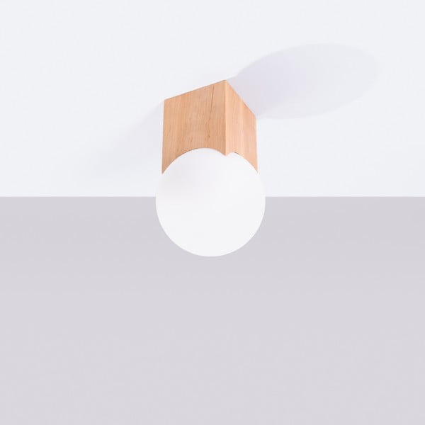 Plafoniera di colore naturale con paralume in vetro 12x12 cm Rayer – Sollux-image-3