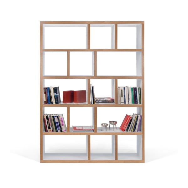 Libreria bianca con bordo in legno 150x198 cm Berlin - TemaHome-image-3