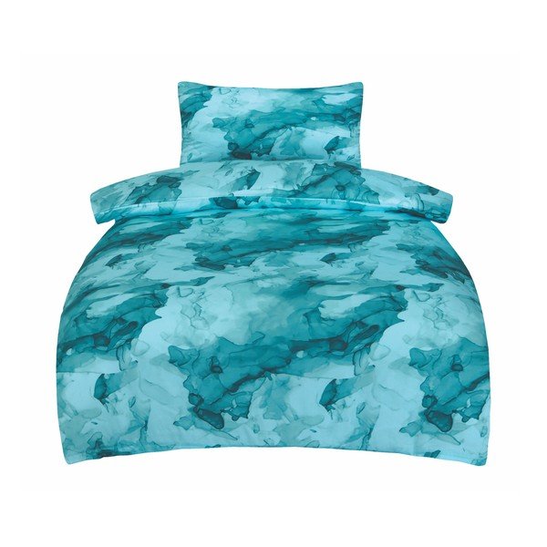 Set copripiumino e federa turchese in raso di cotone per letto singolo 140x200 cm Deluxe Minerals – My House