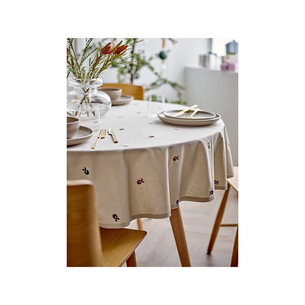 Tovaglia in cotone ø 180 cm Hearts Embloidery - Södahl-image-4