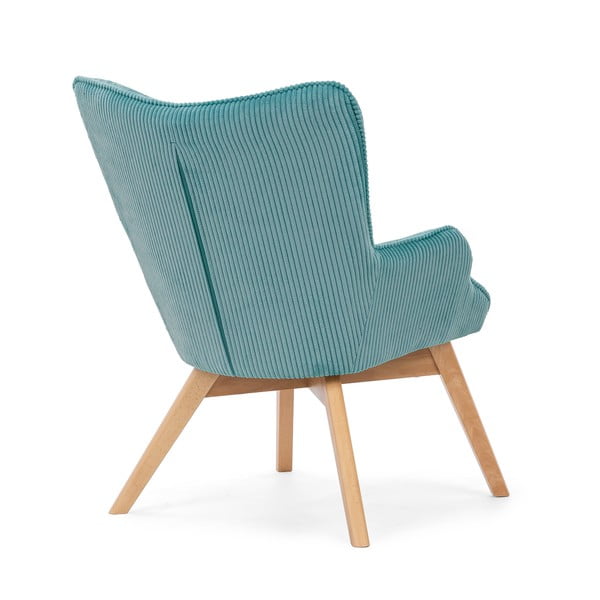 Poltrona turchese con rivestimento in velluto a coste Niko – Ropez-image-3