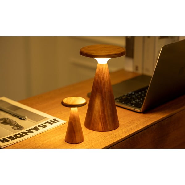 Lampada da tavolo LED di colore naturale con paralume in legno (altezza totale 21 cm) Sylva – Gingko-image-1