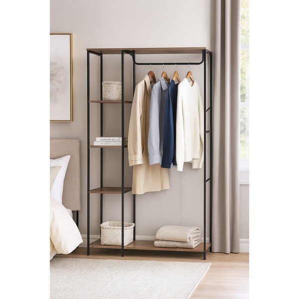 Set di mobili da ingresso nero in acciaio 90x170x40 cm Aris – Bonami Essentials-image-1