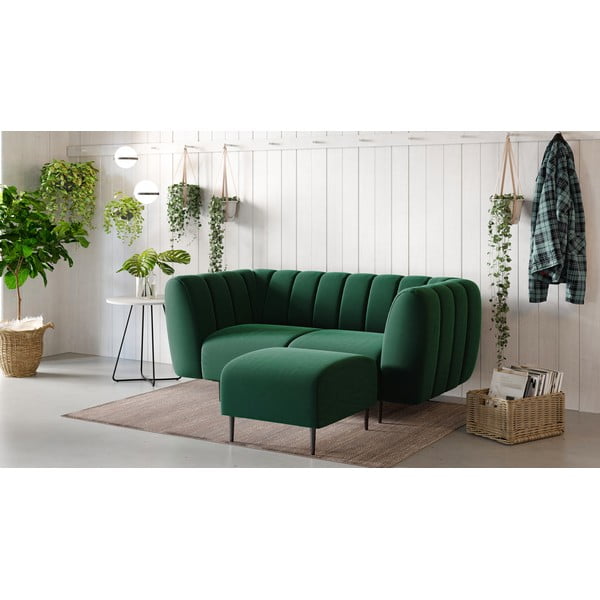 Poggiapiedi in velluto verde scuro Shel - Ghado-image-1