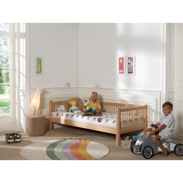 Letto da bambini di colore naturale in faggio massiccio con rete inclusa 90x200 cm Forrest – Vipack-image-4