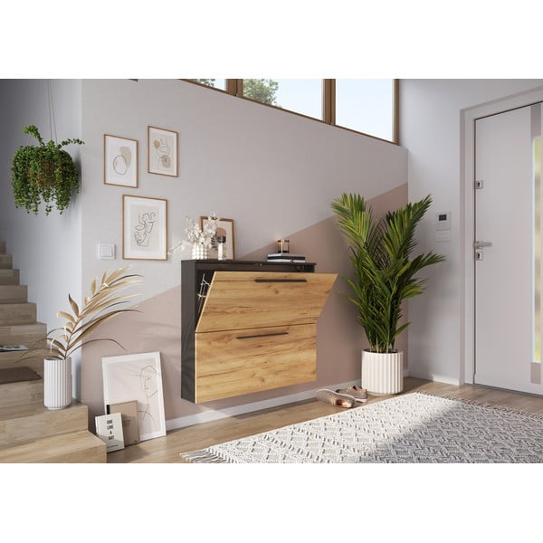 Scarpiera a battente grigio scuro in rovere Wildomar - Germania-image-4