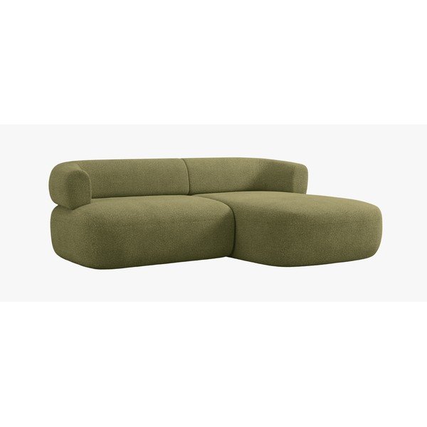 Divano angolare verde (con penisola a destra/con chaise lounge) con rivestimento in bouclé Jenny – Micadoni -image-3