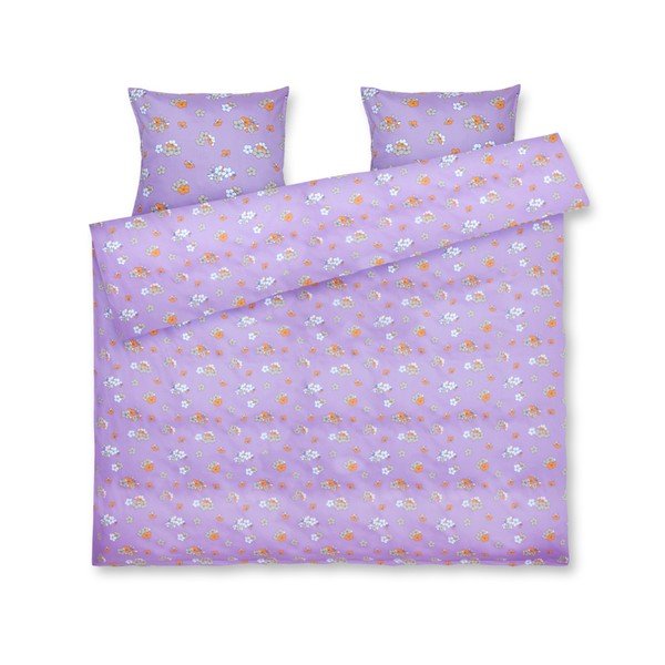 Biancheria da letto matrimoniale estesa in cotone sateen color lavanda 200x220 cm Grand Pleasantly - JUNA