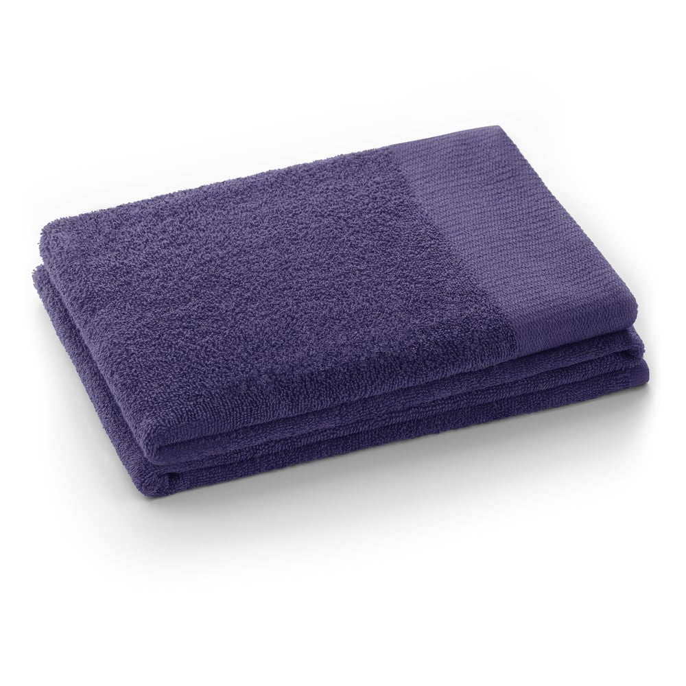 BANANALU Set 4 Asciugamani 50x100 Cm Viola Melanzana | 100% Cotone 500 G/m² | Morbidi E Assorbenti | Certificati Öko-Tex | Con Passante