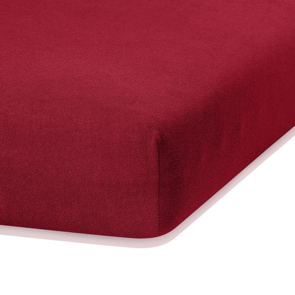 Lenzuolo elastico rosso scuro ad alto contenuto di cotone, 160/180 x 200 cm Ruby - AmeliaHome