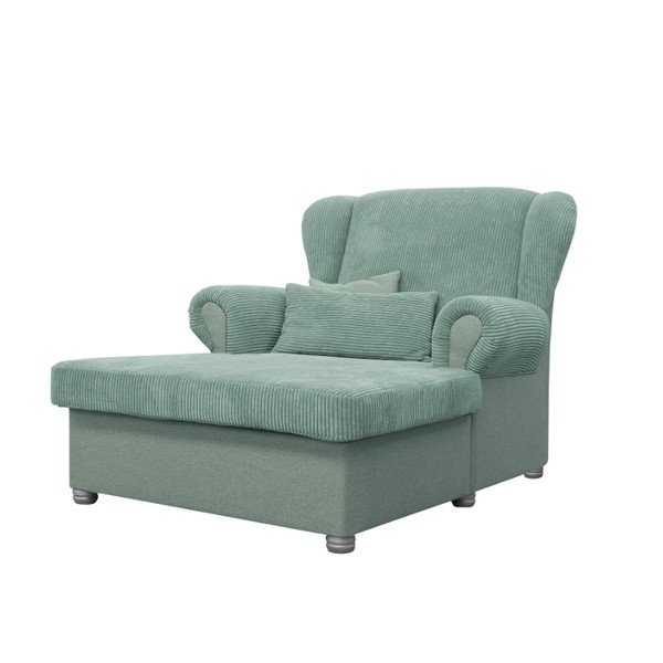 Chaise longue color menta con rivestimento in velluto a coste Lord – Ropez