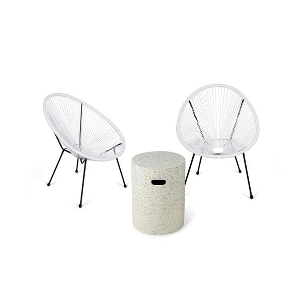 Set di poltrone da giardino bianche Avocado e tavolo Loris, ø 35 cm - Bonami Selection