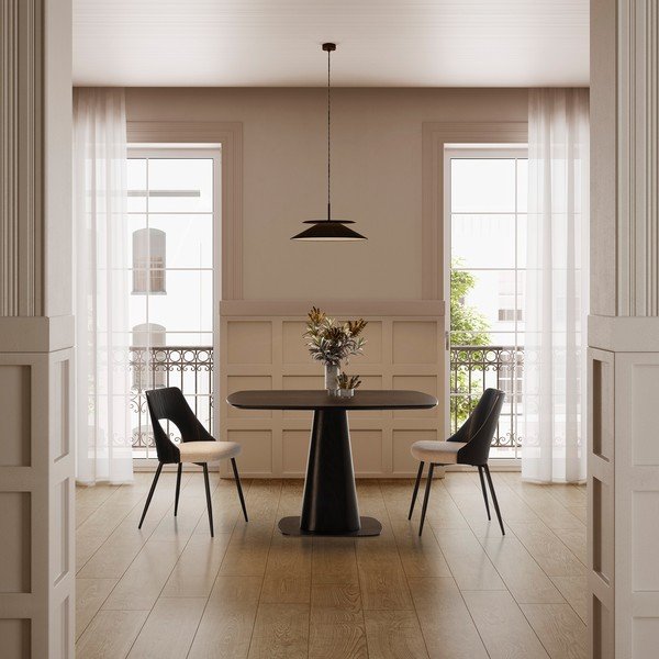 Sedie da pranzo in set nere/color crema in imbottito 2 pz Gilda – MOME-image-2