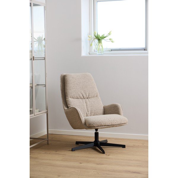 Poltrona beige girevole con rivestimento in bouclé Bosley – Actona-image-1