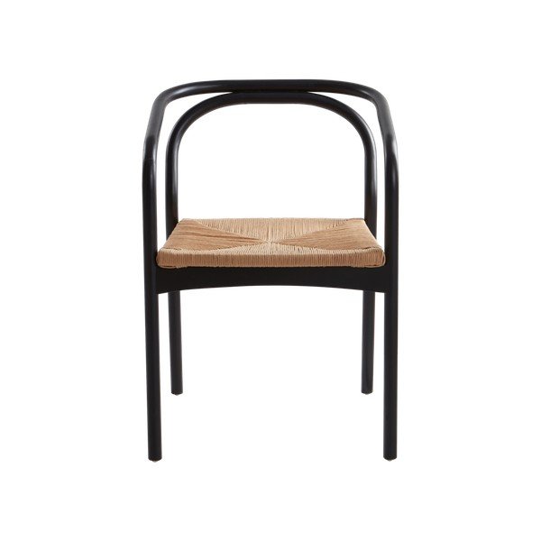 Sedia da pranzo nera in rovere massiccio con braccioli Lidingö – Jotex-image-3