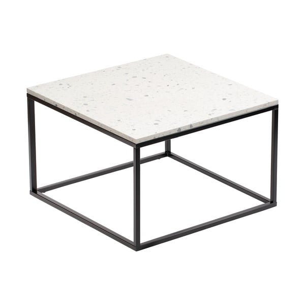 Tavolino con piano in pietra, lunghezza 75 cm Bianco - RGE