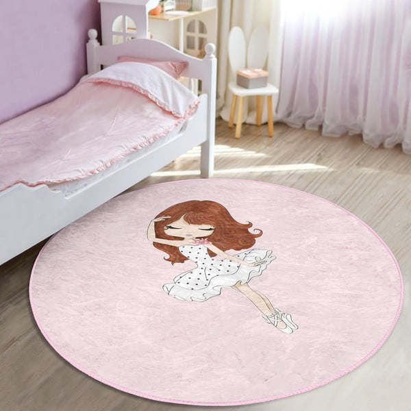 Tappeto rosa per bambini ø 80 cm Comfort - Mila Home-image-2
