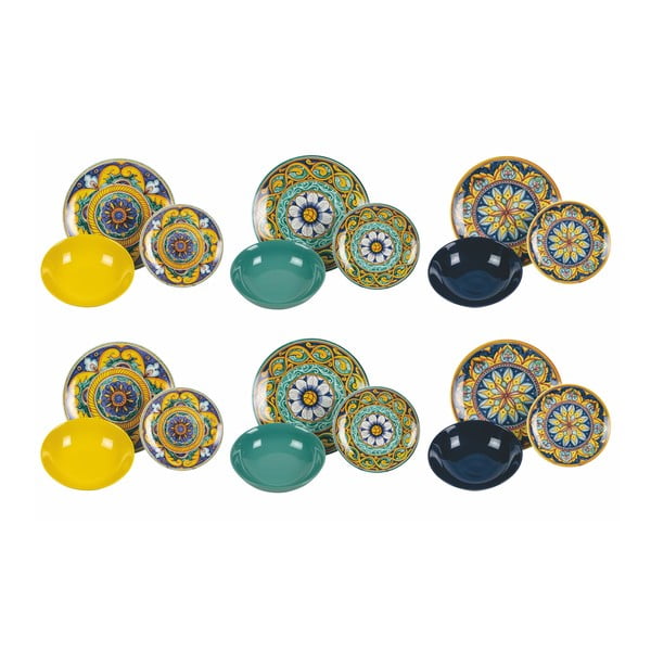 Set di piatti da 18 pezzi in porcellana e gres Scilla - VDE Tivoli 1996