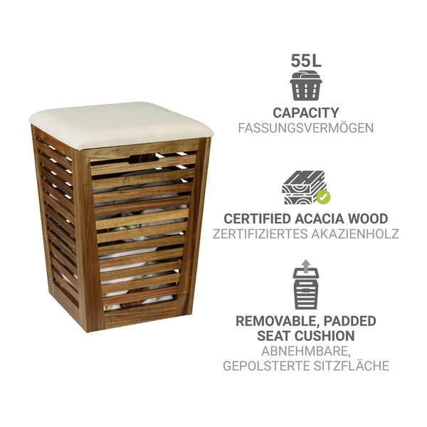 Cesta per il bucato colore naturale scuro in legno 55 l Fondi – Wenko-image-3