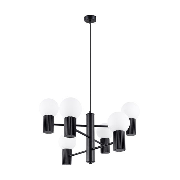 Lampadario nero con paralume in vetro Orbital – Sollux