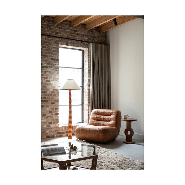 Poltrona marrone cognac con rivestimento in pelle Wyatt – Dutchbone-image-1