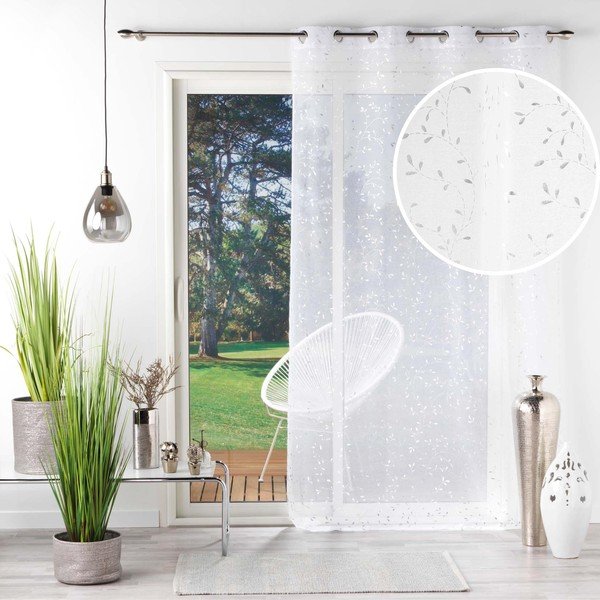 Tenda sottile bianca/argentata in voile 140x240 cm Floressia – douceur d'intérieur-image-4