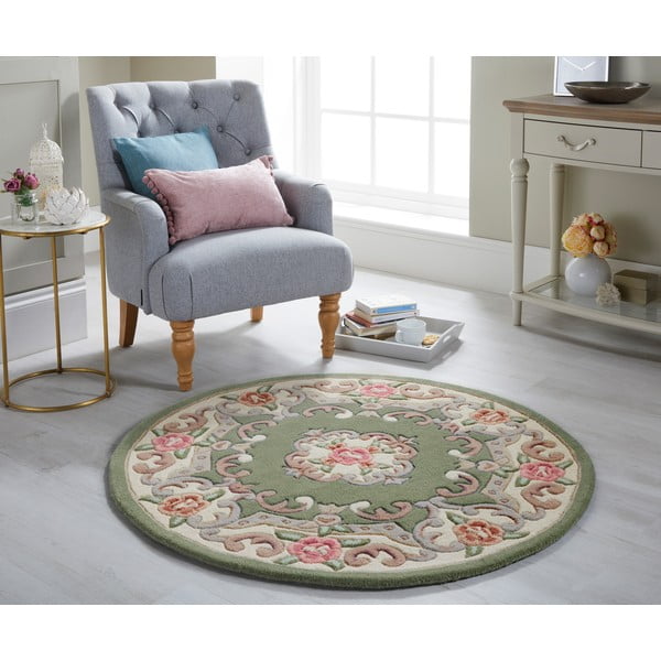 Tappeto rotondo in lana verde ø 120 cm - Flair Rugs-image-1
