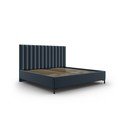 Letto matrimoniale imbottito blu scuro con contenitore con griglia 200x200 cm Casey - Mazzini Beds