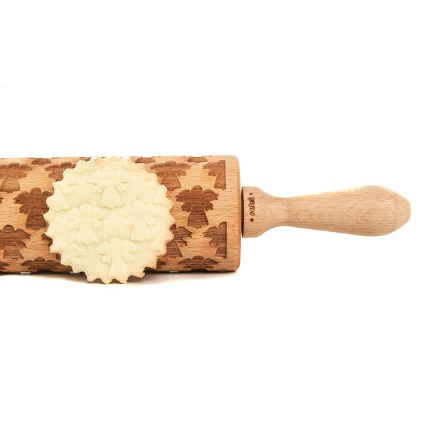 Rullo di pasta in legno con rilievi natalizi Angel - Valek-image-3