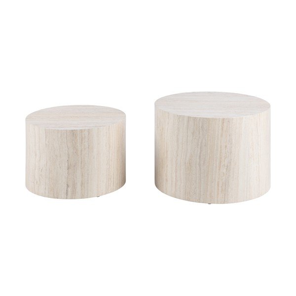 Tavolini rotondi beige con decoro in pietra in set di 2 pezzi ø 58 cm Dice - Actona-image-4