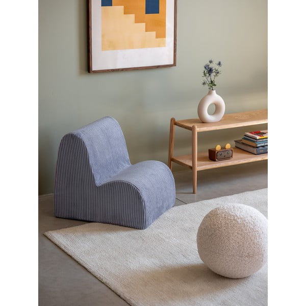 Poltrona per bambini blu con rivestimento in velluto a coste Cloud – Wigiwama-image-1
