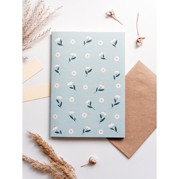 Quaderno sfoderato in carta riciclata A5 con motivo a margherita , 60 pagine - Printintin-image-1