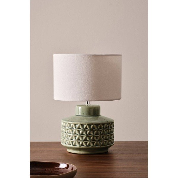Lampada da tavolo grigia/beige in ceramica (altezza totale 35 cm) Monica – Jotex-image-3