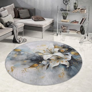 Tappeto rotondo blu/grigio lavabile ø 150 cm Golden Lilly – Mila Home