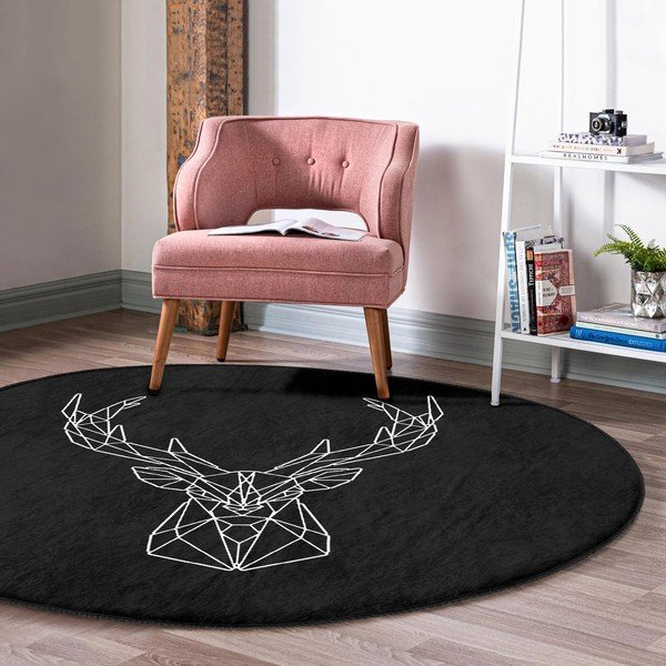 Tappeto rotondo nero lavabile adatto a robot aspirapolvere ø 100 cm Comfort - Mila Home-image-1