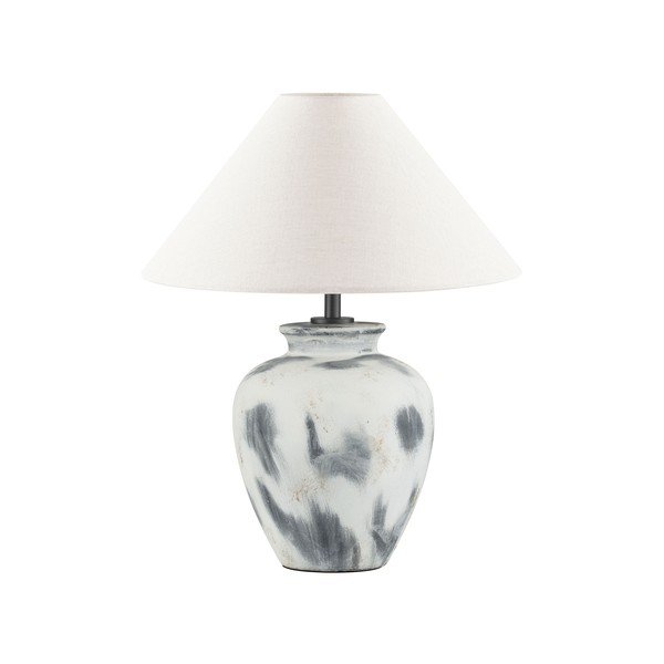 Lampada da tavolo bianca/grigia in ceramica con paralume in tessuto (altezza totale 55 cm) Lupe – Nova Luce