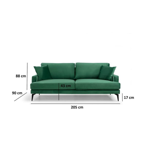 Divano verde 205 cm Papira - Balcab Home-image-3