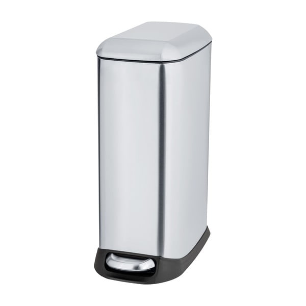 Cestino per la spazzatura color argento opaco in acciaio inox con pedale 12 l Design – Wenko
