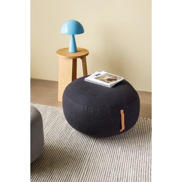 Pouf nero Gudmund, ø 75 cm Mochi - Hübsch-image-1
