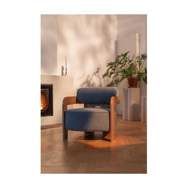 Poltrona blu polveroso con rivestimento in bouclé Oolong – Zuiver-image-2