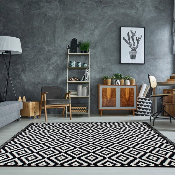 Tappeto bifacciale in bianco e nero Helen, 120 x 180 cm - Cihan Bilisim Tekstil-image-4