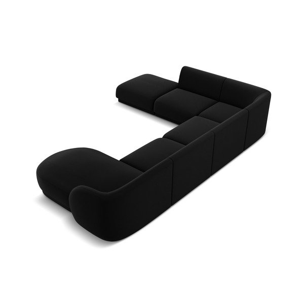 Divano angolare in velluto nero (angolo sinistro) Miley - Micadoni Home-image-4