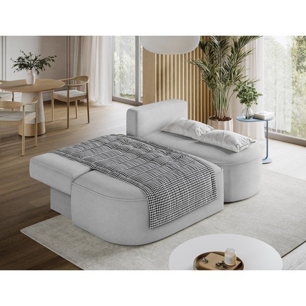 Divano angolare grigio allungabile/con contenitore (con penisola a destra/con chaise lounge) con rivestimento in ciniglia Livosa – ELTAP-image-3