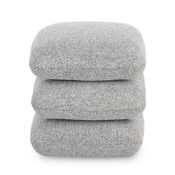 Poggiapiedi grigio con rivestimento in bouclé Antara – Bizzotto-image-3