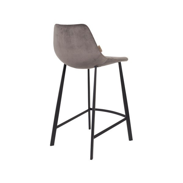 Set di 2 sedie da bar grigie con rivestimento in velluto , altezza 91 cm Franky - Dutchbone-image-4