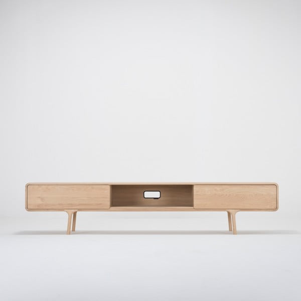 Cassettiera TV in rovere massiccio con 2 cassetti Fawn - Gazzda-image-3