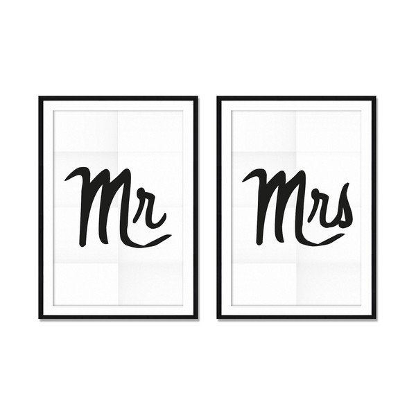 Set di 2 dipinti Mr&Mrs, 40 x 60 cm Mr & Mrs - Really Nice Things