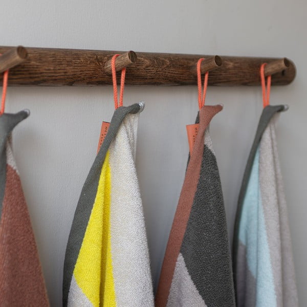 Asciugamano giallo in spugna in cotone organico 50x90 cm Diagonal - Mette Ditmer Denmark-image-2