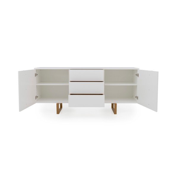 Cassettiera bianca con gambe in rovere , 176,5 x 78 cm Birka - Tenzo-image-3