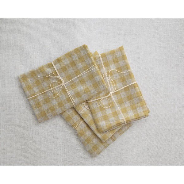 Set di 4 tovaglioli di lino Beige Vichy, 43 x 43 cm - Really Nice Things-image-2